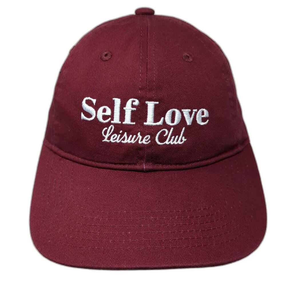 Cotton On Red Baseball Cap One Size Self Love Leisure Club Embroidered Hat